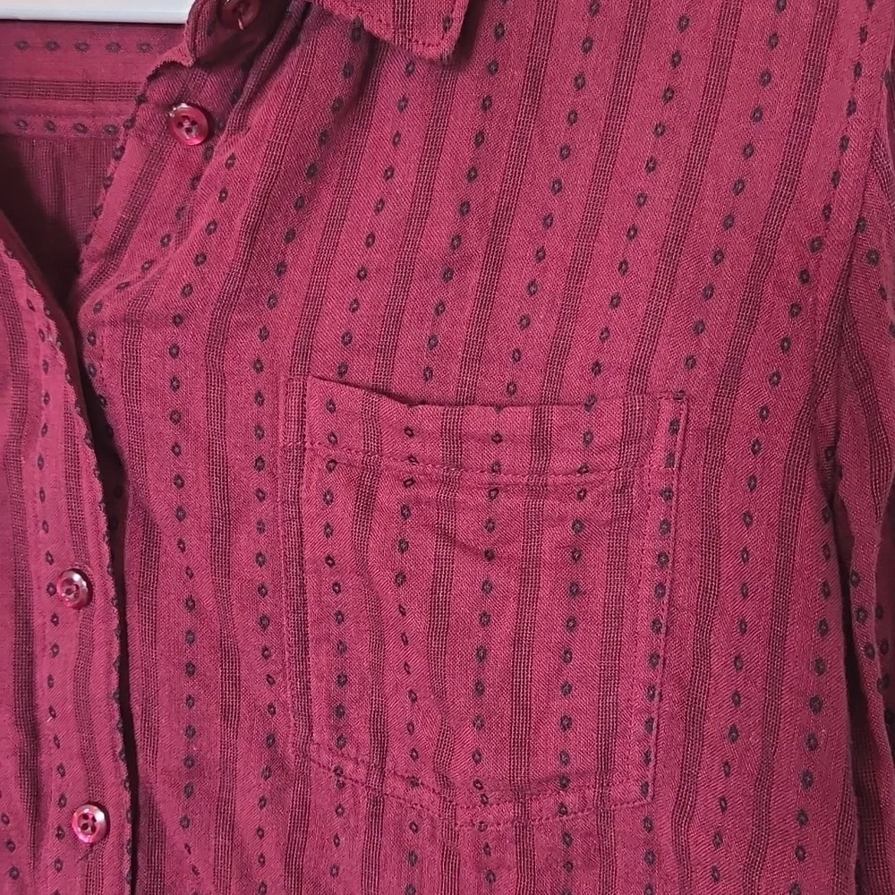 Orvis | Burgundy Button Down Long Sleeve Shirt Size Large